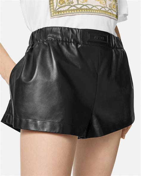 versace leather shorts